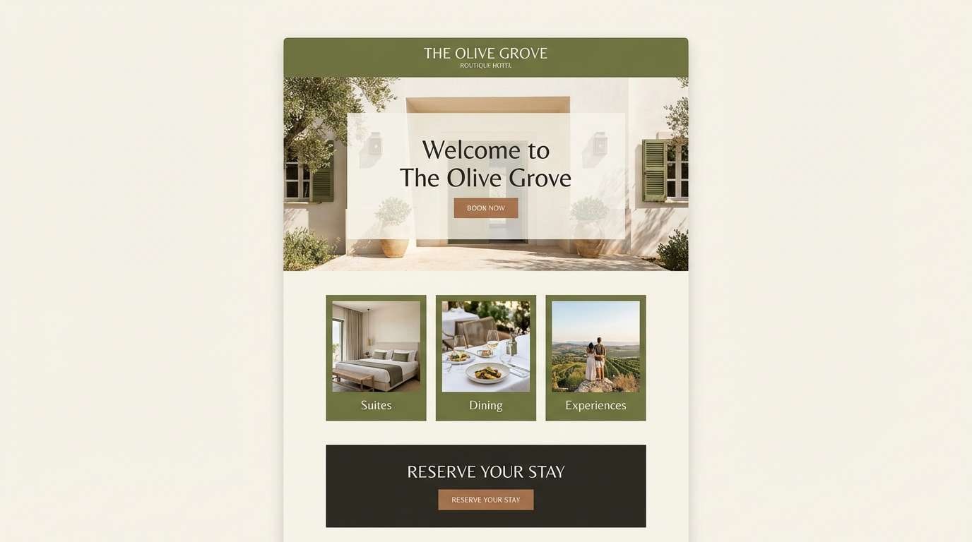 boutique hotel website ui