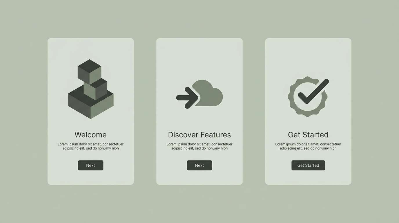onboarding screens muted green
