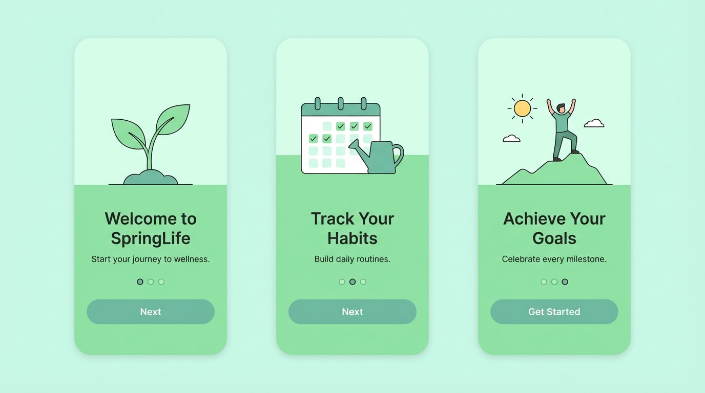 green mint onboarding ui