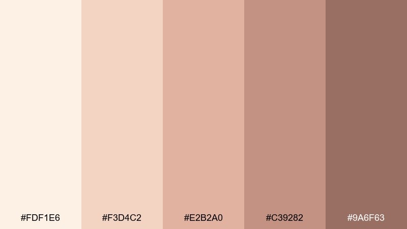 opal nectar rose gold champagne color palette with hex codes