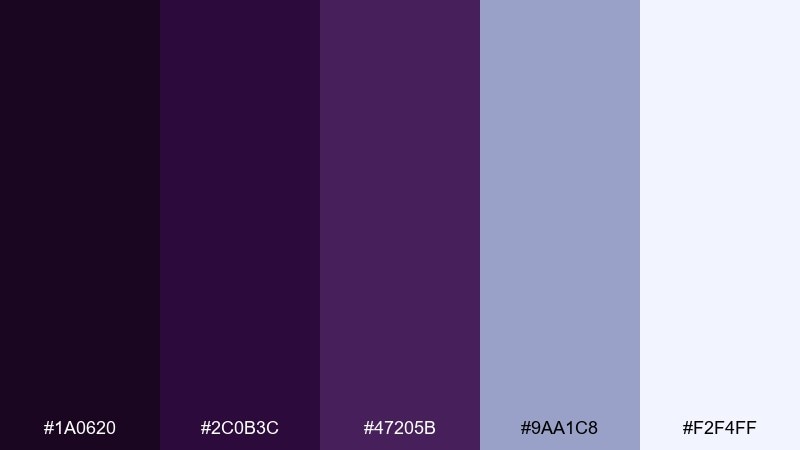 opal violet mist dark violet color palette with hex codes