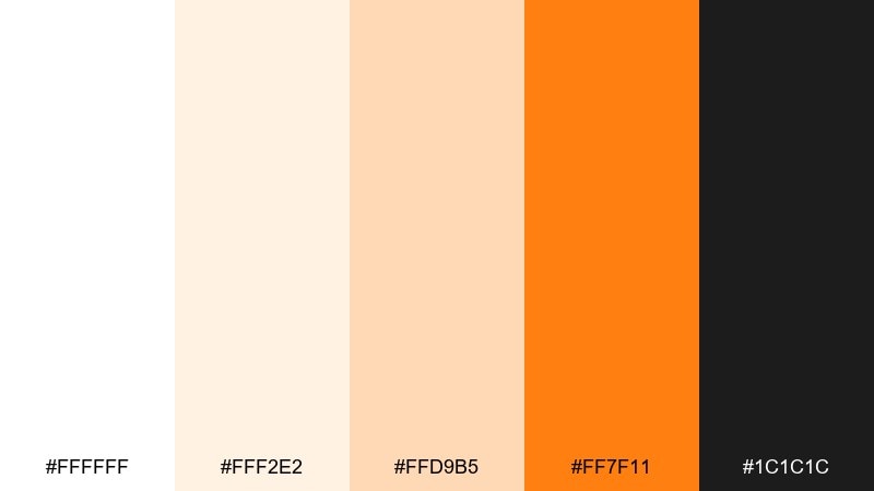 orange blossom white color palette with hex codes