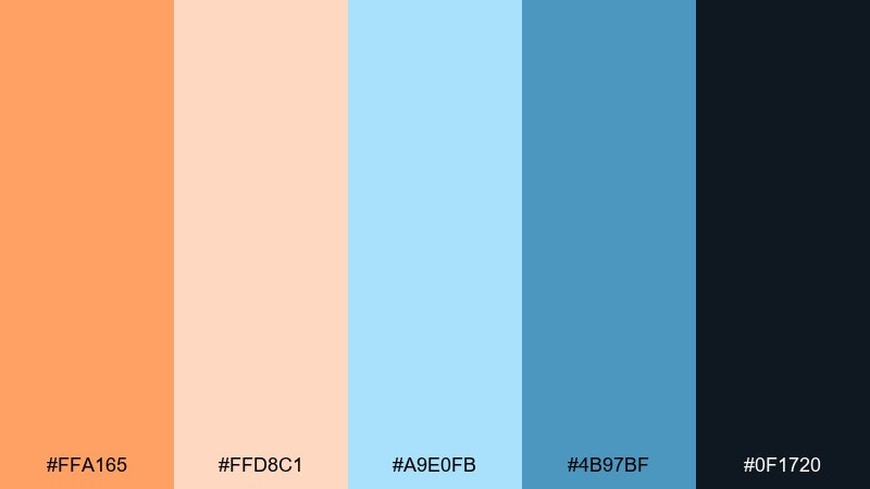 orange blue minimal orange pastel blue color palette with hex codes