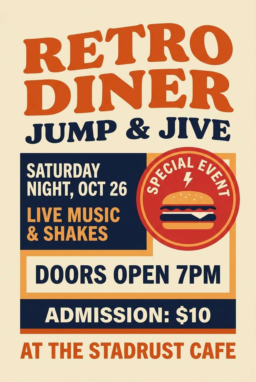 retro themed event flyer