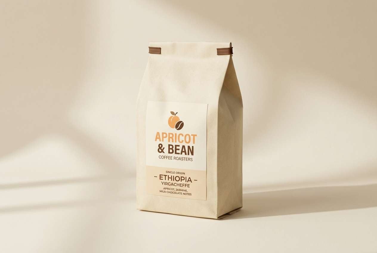 apricot coffee bag mockup