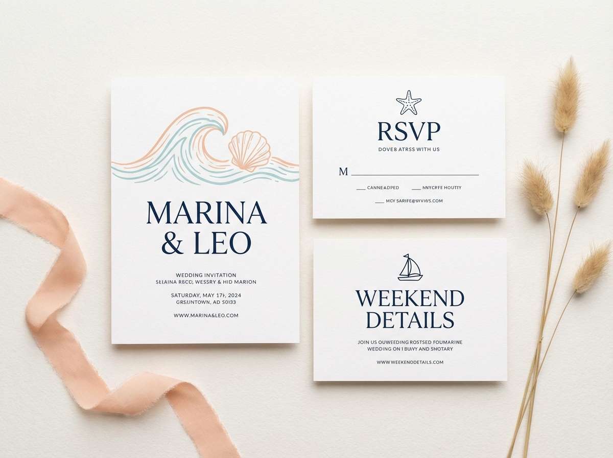 coastal wedding invitation design