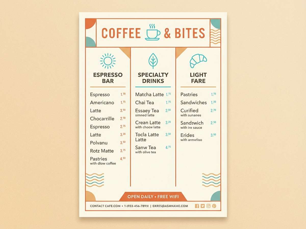 cafe menu design layout
