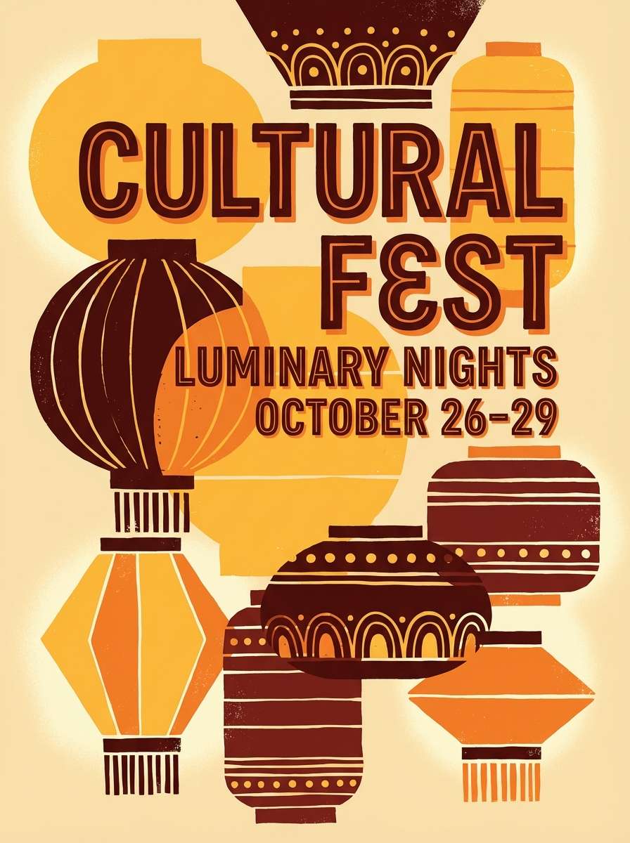 festival poster with lantern tones