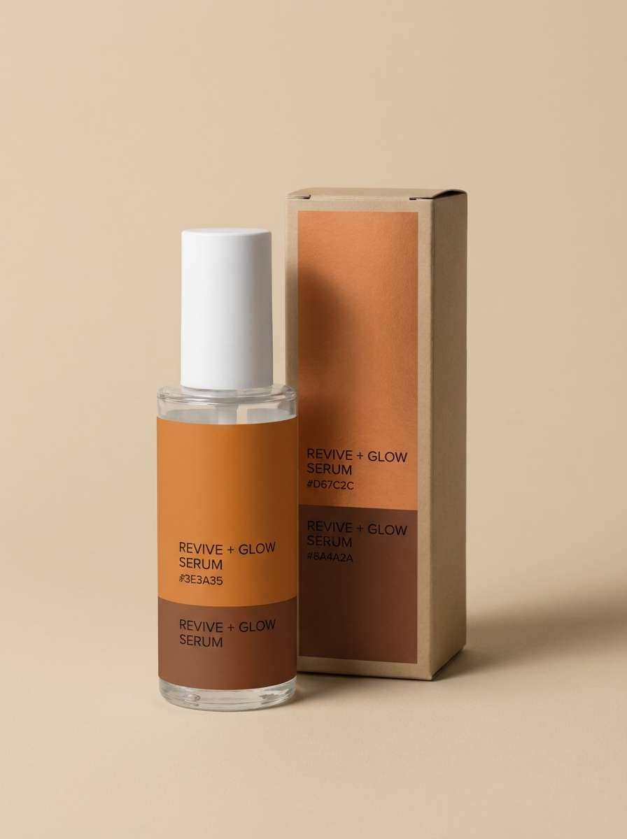 skincare packaging in warm tones
