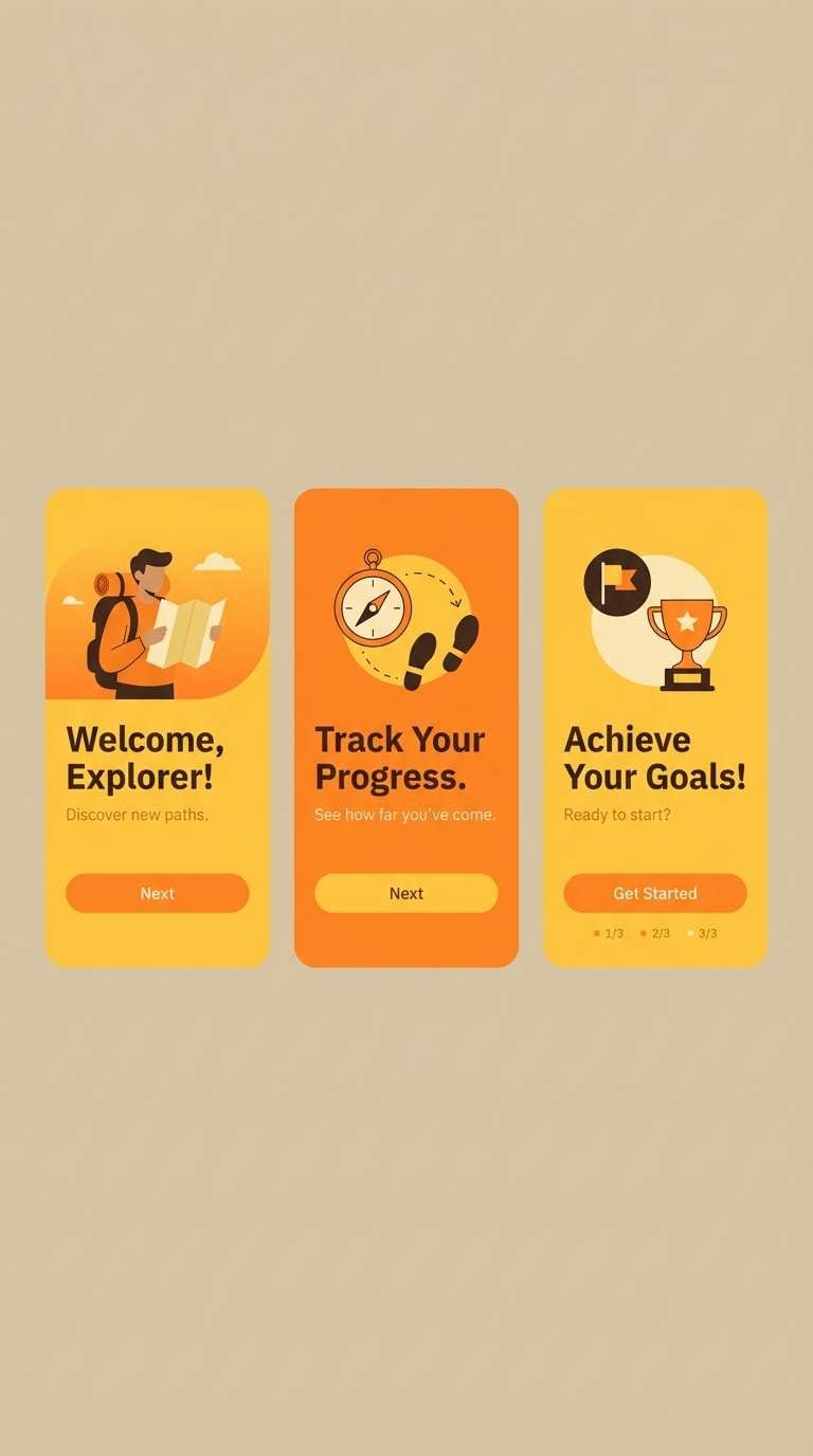 onboarding ui in warm amber