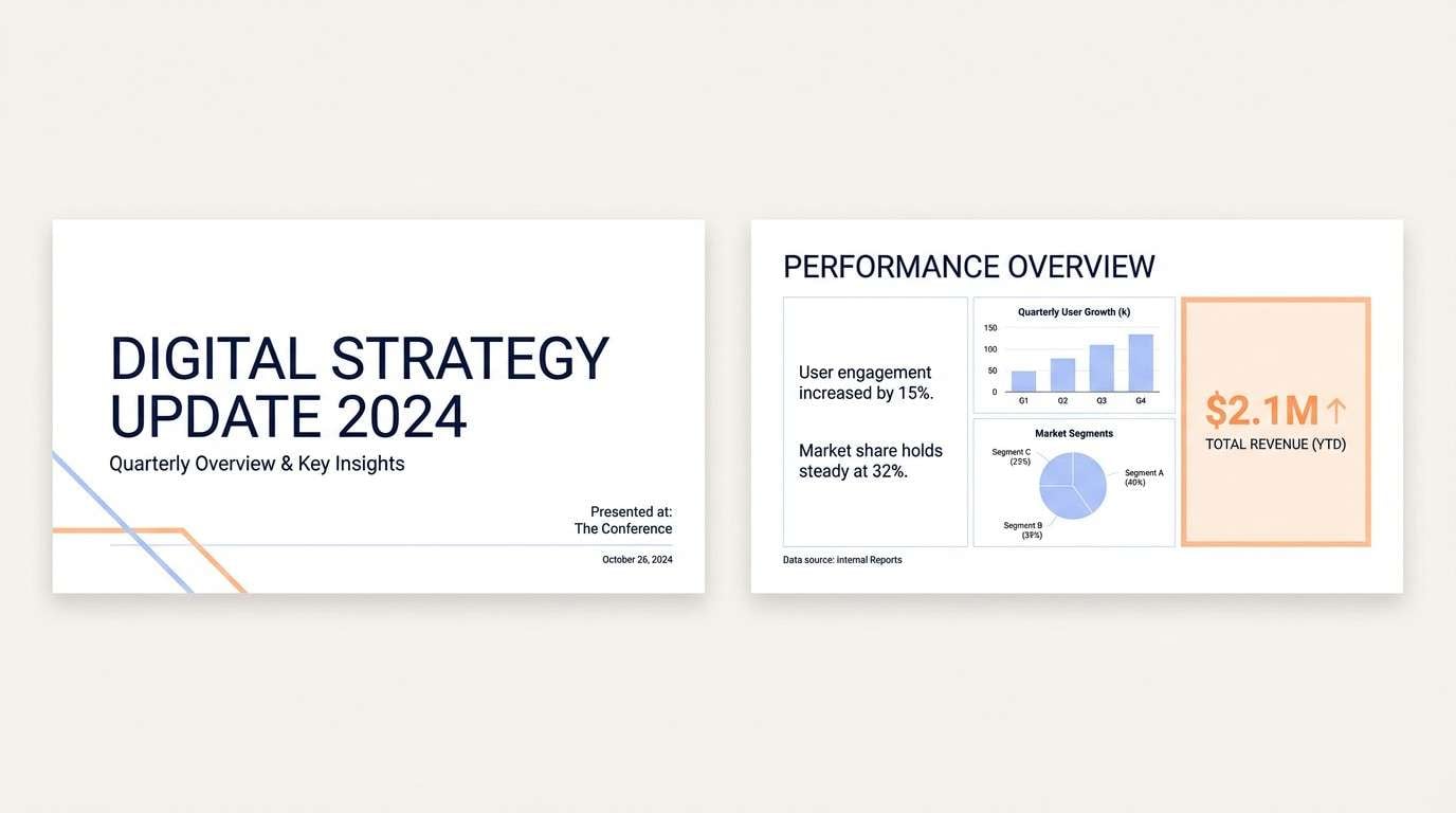 clean presentation slides layout