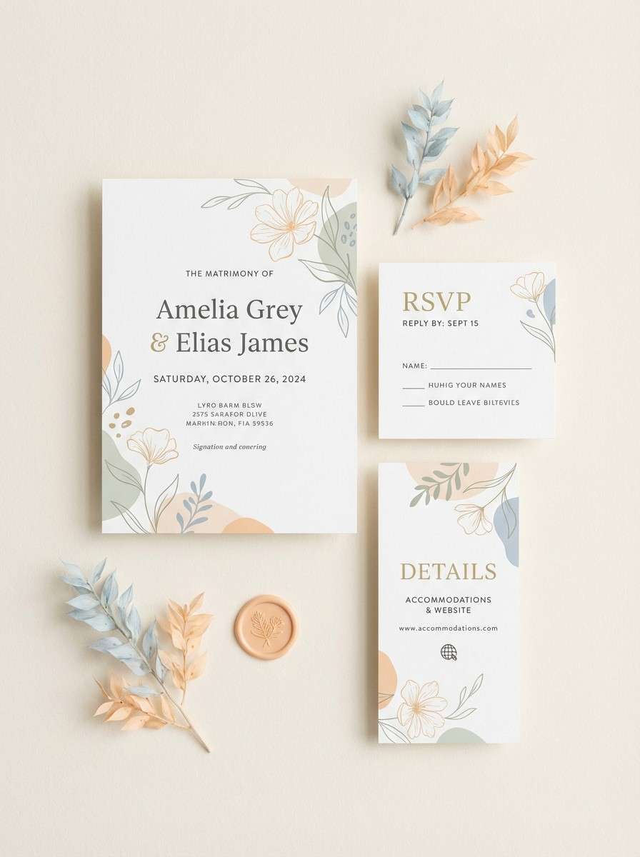 modern wedding invitation suite