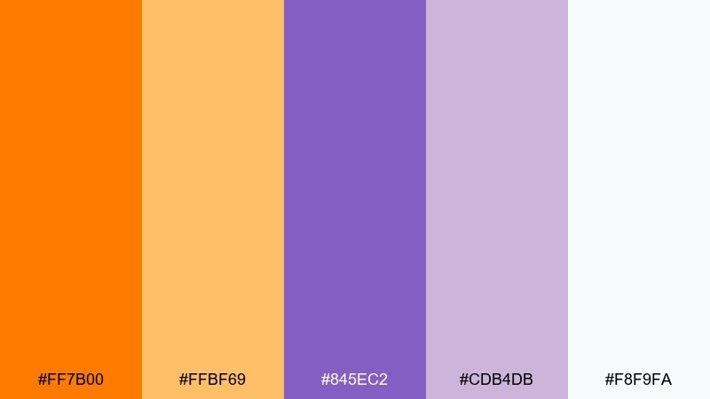 orange peel lilac color palette with hex codes