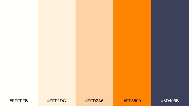 orange zest ivory color palette with hex codes