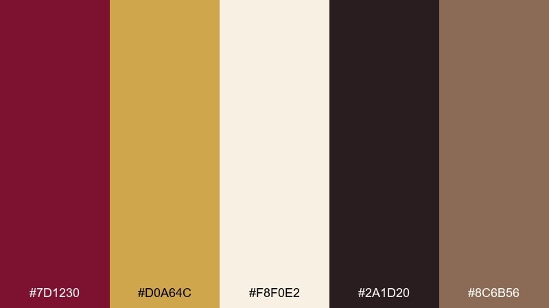 orchard dusk gold burgundy color palette with hex codes