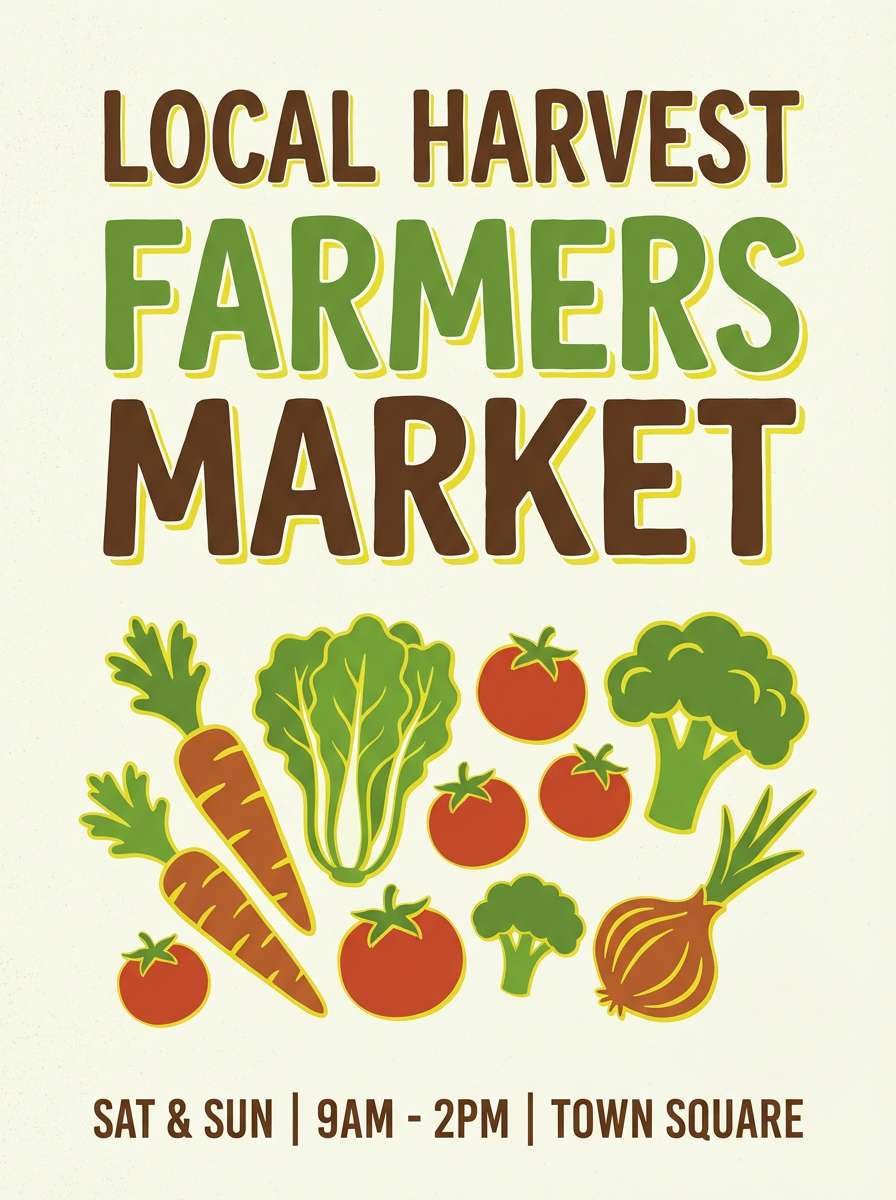 farmers market poster using lemon color combination