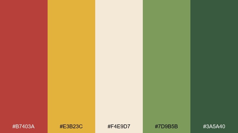 orchard picnic countryside color palette with hex codes