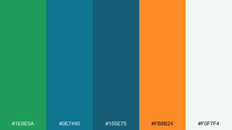 orchard undersea green blue orange color palette with hex codes