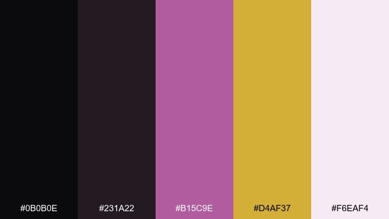 orchid accent luxe color palette with hex codes