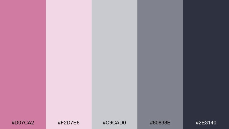 orchid aluminum color palette with hex codes