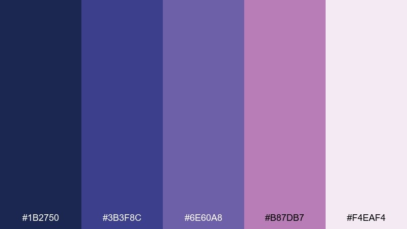 orchid blue night market blue mauve color palette with hex codes