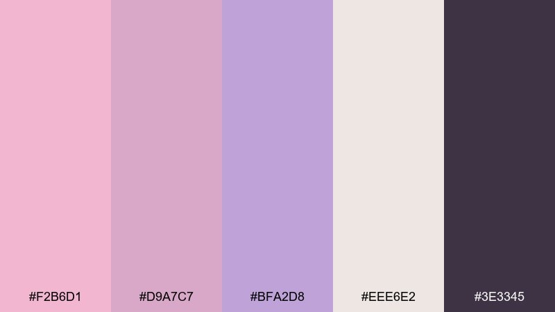 orchid blush neutrals pink lilac color palette with hex codes