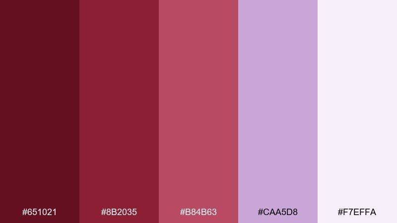 orchid cabernet color palette with hex codes