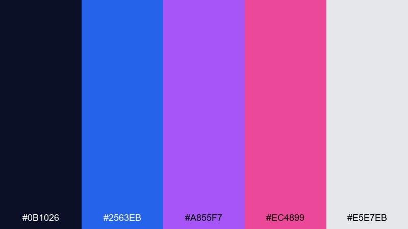 orchid city lights blue and magenta combination with hex codes