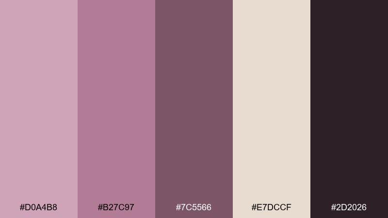 orchid cocoa color palette with hex codes