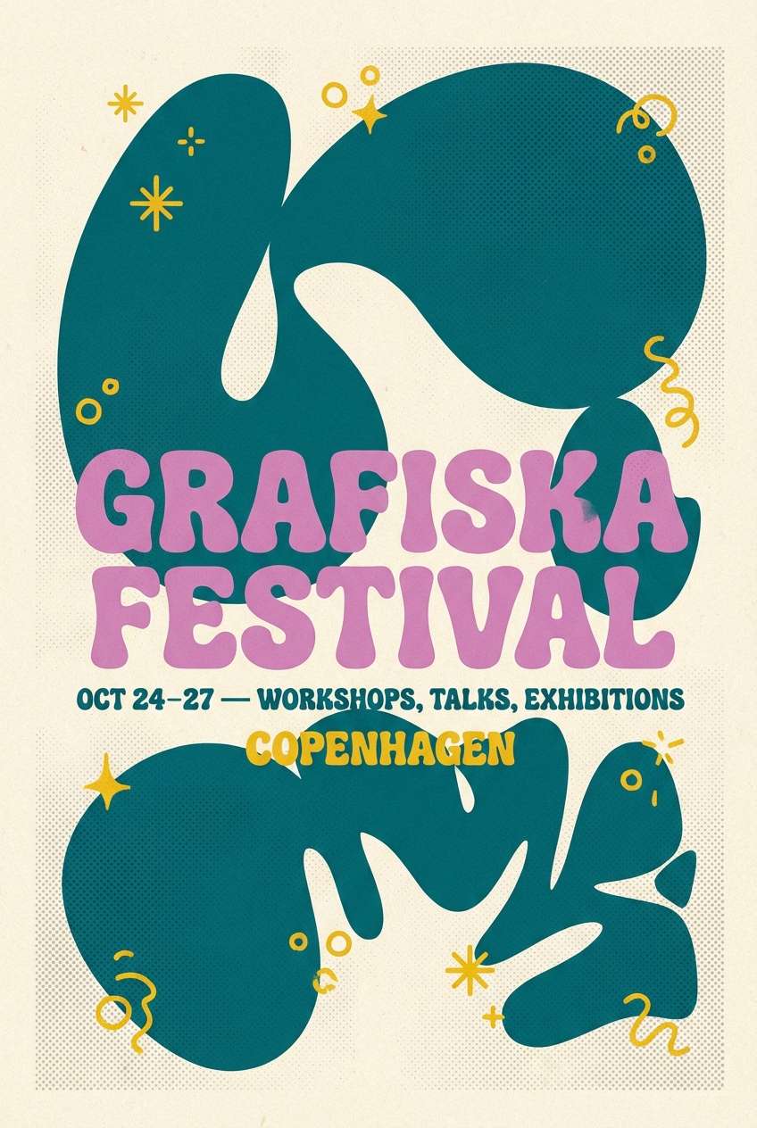 retro flyer in orchid teal