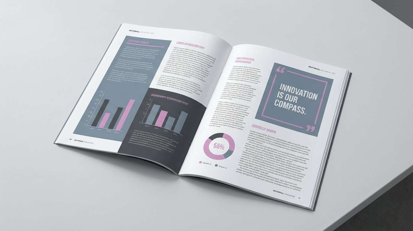 editorial layout in stormy orchid