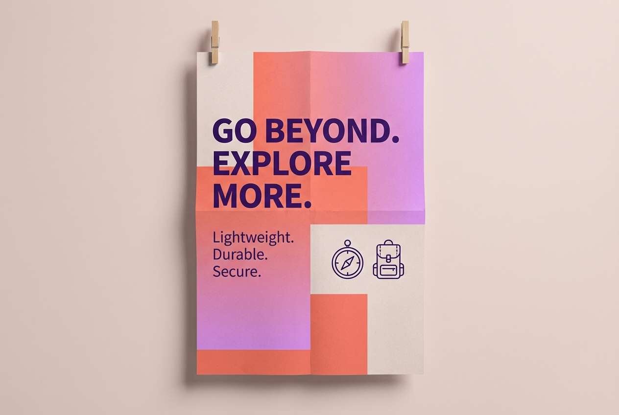 travel poster in sunset orchid