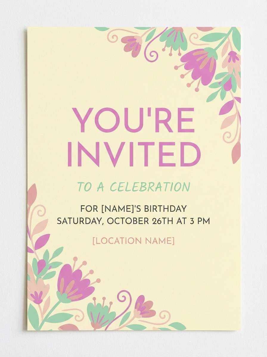 spring invitation in orchid and green