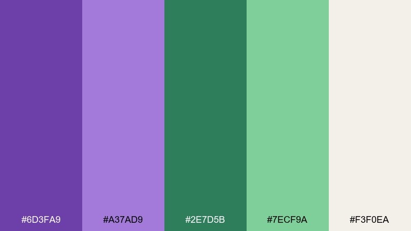 orchid fern breeze color palette with hex codes