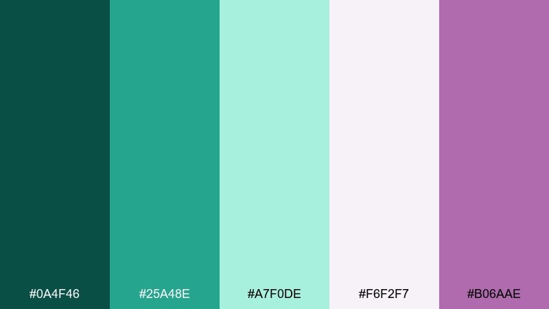orchid jade twist color palette with hex codes