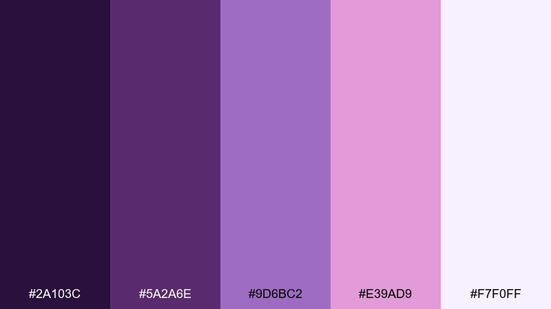 orchid lavender mist color palette with hex codes