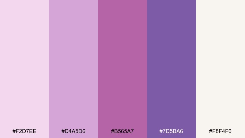 orchid linen pink violet color palette with hex codes