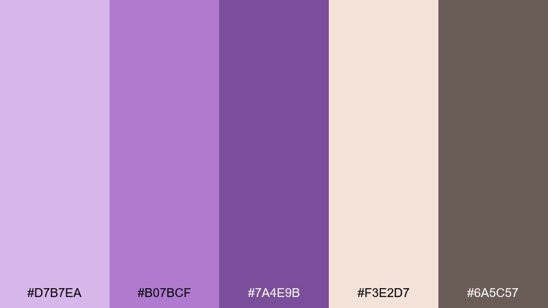 orchid milk tea purple lilac color palette with hex codes