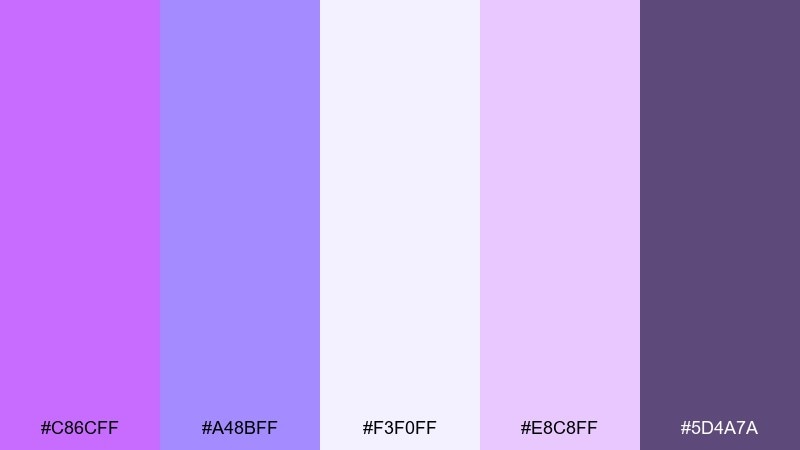 orchid mist heliotrope color palette with hex codes