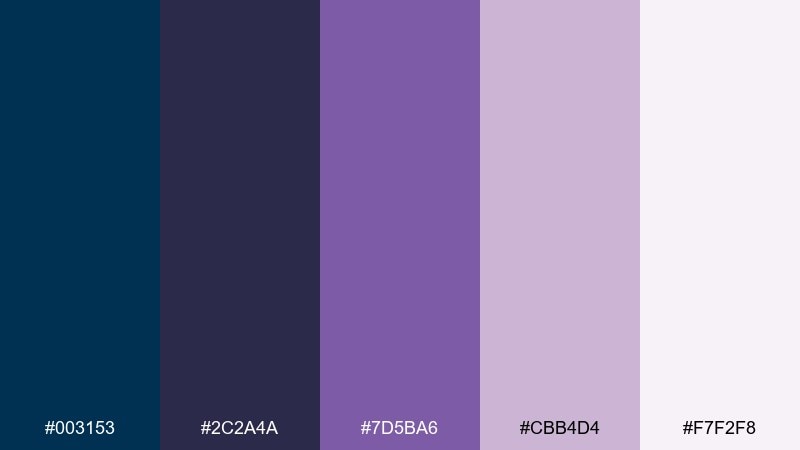 orchid mist prussian blue color palette with hex codes