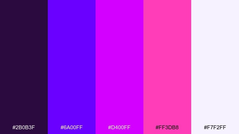orchid neon color palette with hex codes