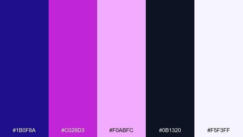 orchid night ultramarine color palette with hex codes