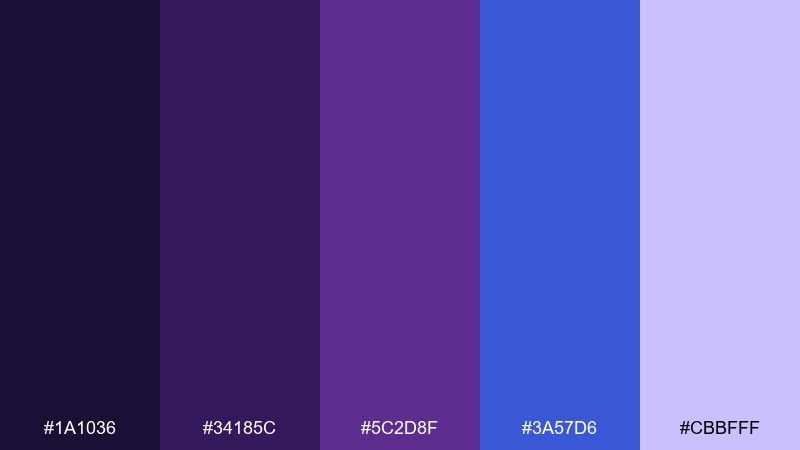 orchid nightfall color palette with hex codes