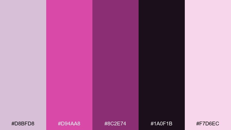orchid nightlife thistle color palette with hex codes