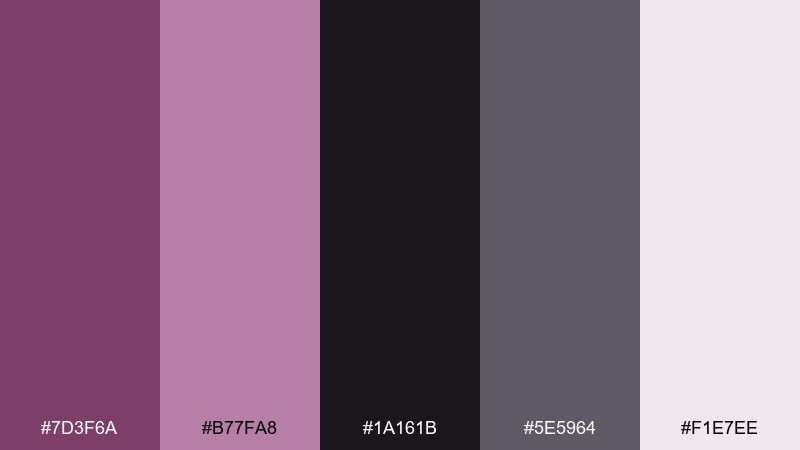 orchid noir evening color palette with hex codes
