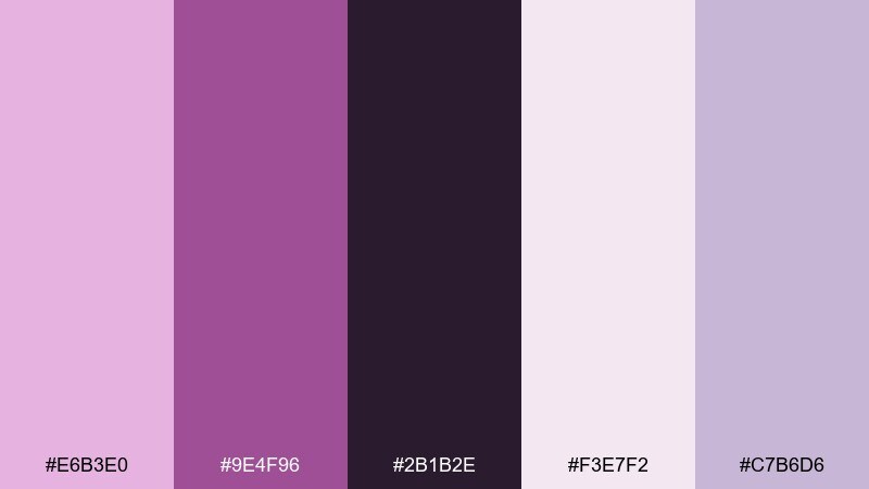 orchid noir floral color palette with hex codes