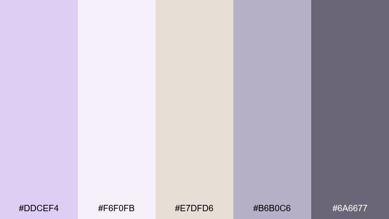orchid paper pale lavender color palette with hex codes
