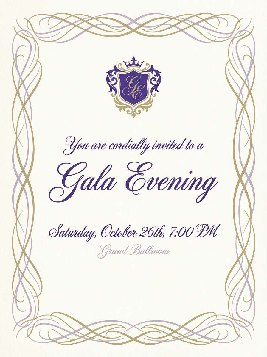 elegant purple ivory invitation