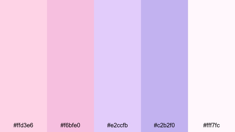 orchid petal cloud color palette with hex codes