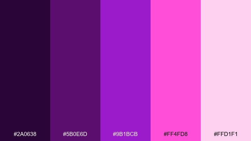 orchid pop color palette with hex codes